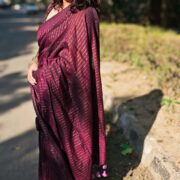 Wine Traditional Khadi Saree
