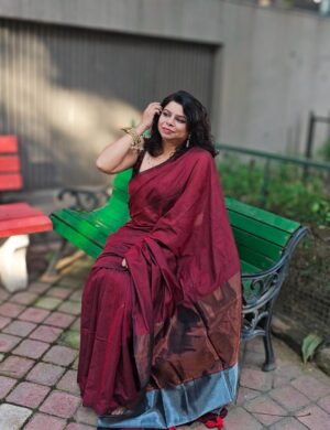 Red Khadi Cotton Saree