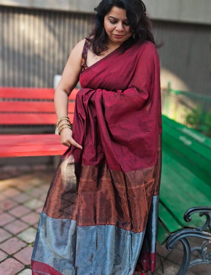 Laal Lehar Khadi Saree