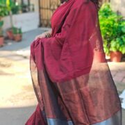 Red Khadi Saree Weave