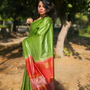 Katan Silk Saree Cherry
