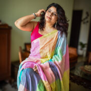 Pastel Shatranj Zari Linen Saree