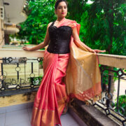 Shining Mars linen saree with zari border