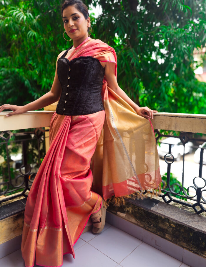 Mars zari linen saree from Mznari