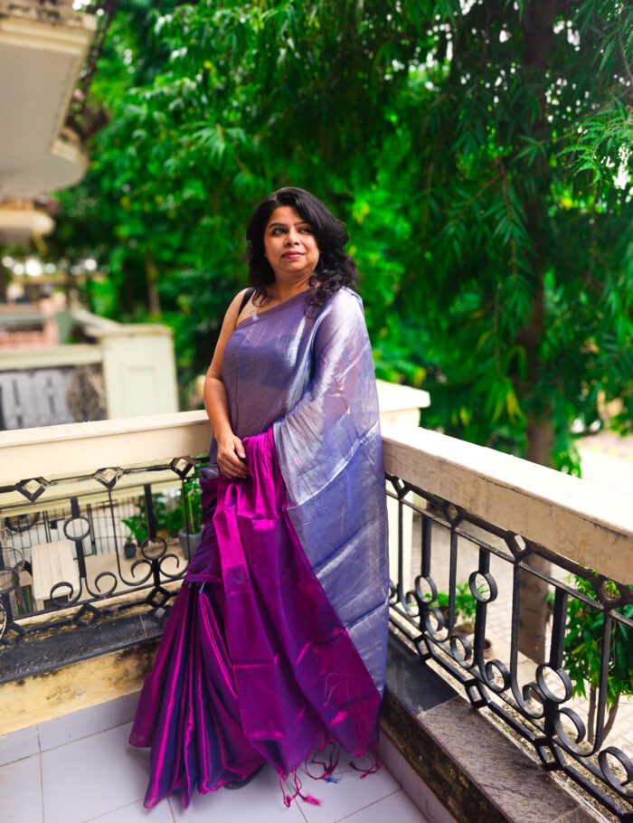 Pink zari tissue silk saree