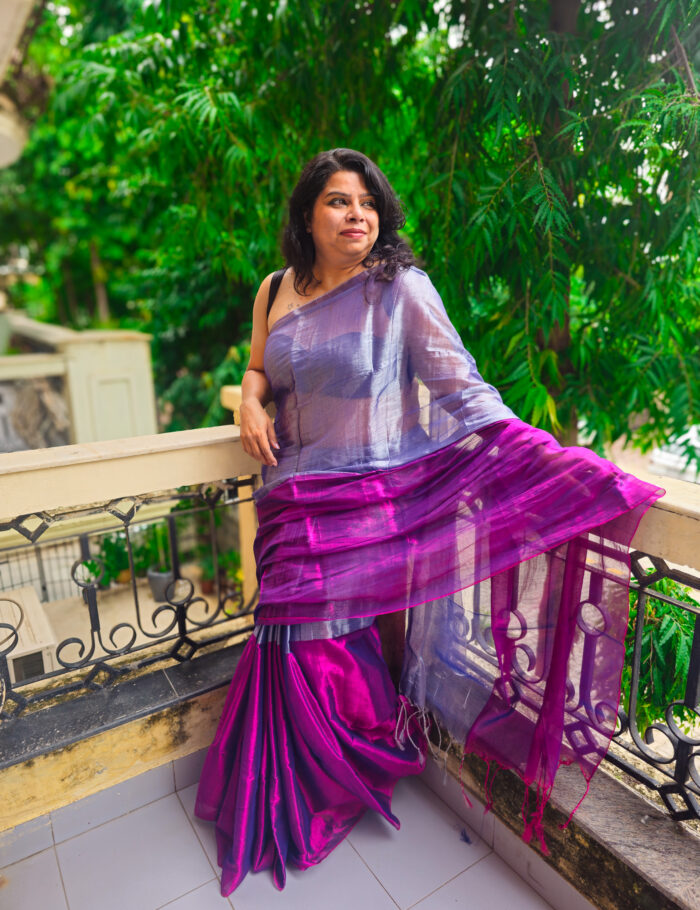 Two-tone tissue silk saree