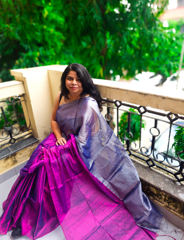 Chandi gulab tissue silk saree