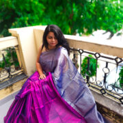 Chandi Gulab Rangi Zari Tissue Silk Saree