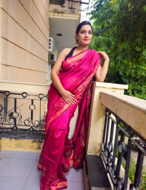 Meher pink cotton saree