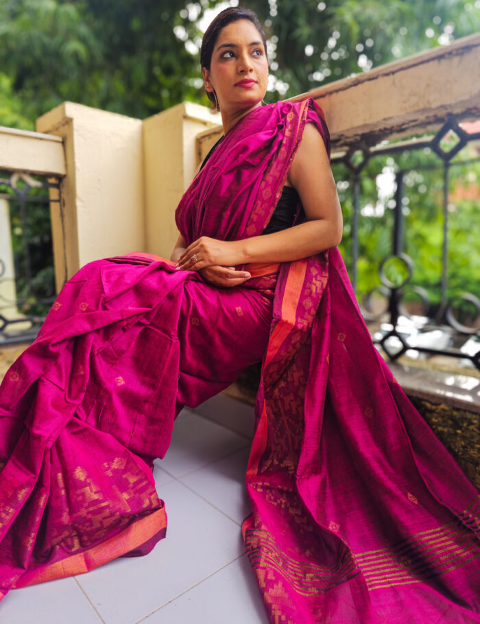 20250728_145552 Pink khadi cotton saree