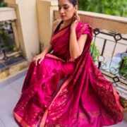 Pink khadi saree design