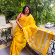 Jupiter gold-zari linen saree elegant drape