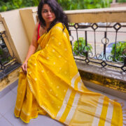 Jupiter zari linen saree in shimmering hues
