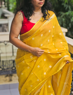 Shining Jupiter linen saree with subtle zari border