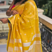 Handloom Jupiter zari linen saree festive wear