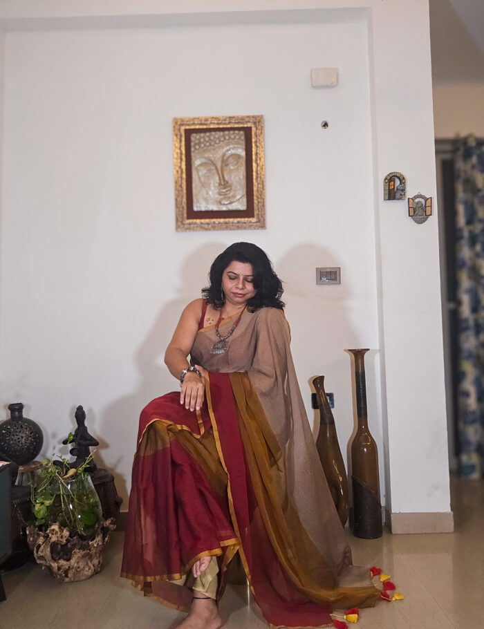 Lightweight cotton saree in mitti (earth) shade