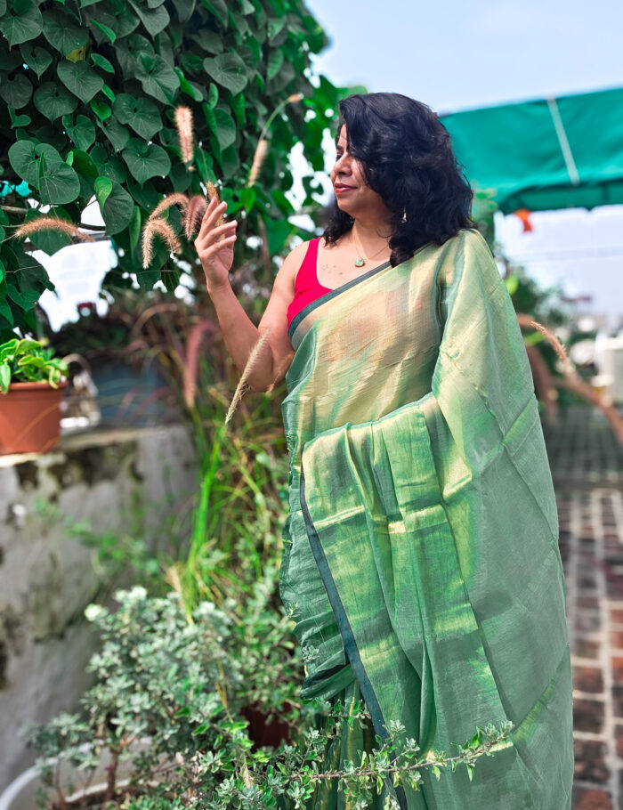 20250828_135739 Tissue silk saree styled with minimal accessories