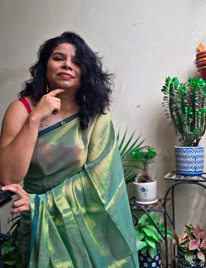 20250828_140504 Tissue silk saree in pastel green shade