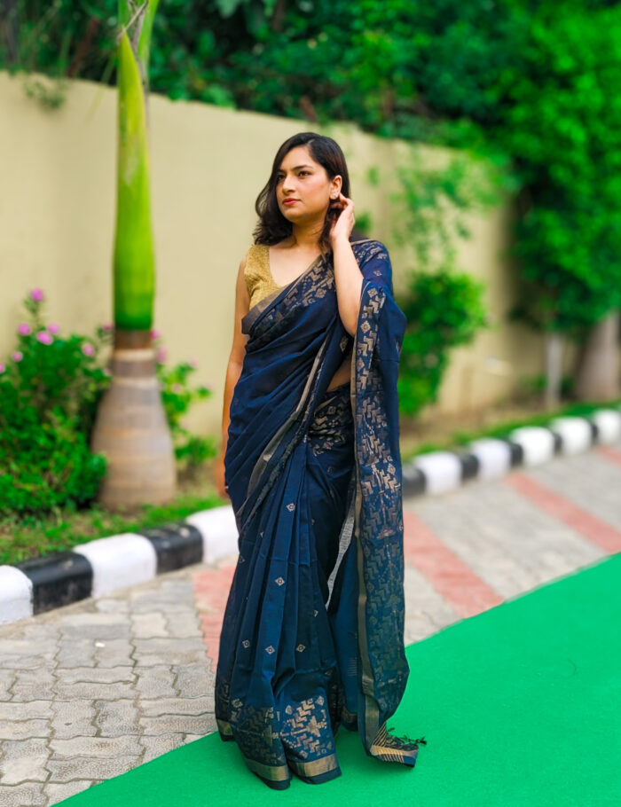 20250830_093511-2 Lightweight blue khadi saree