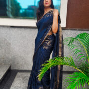 Blue woven khadi saree