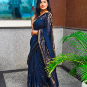 Handloom blue zari saree