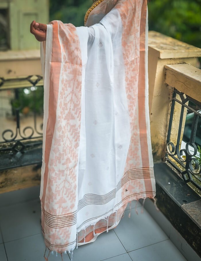 20250830_110645 White khadi cotton saree with gold zari border