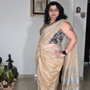 Zari linen saree “Shining Uranus”