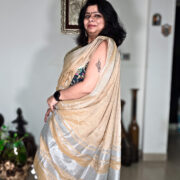 Shining Uranus zari linen saree