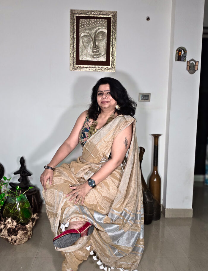 20250906_205218 Zari linen saree for festive wear