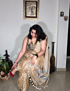 Shining Uranus Zari Linen Saree