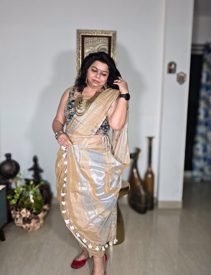 20250906_205401 Handloom linen saree with zari work