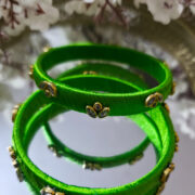 Light green silk thread kundan bangles pair