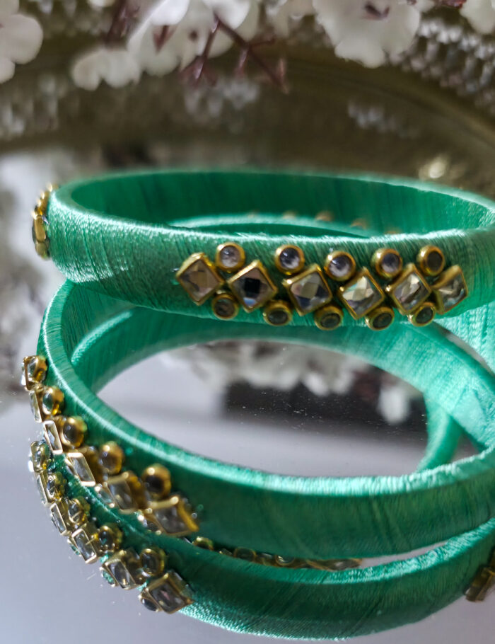 Silk Thread Kundan Bangles