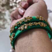 Green silk thread kundan bangle pair