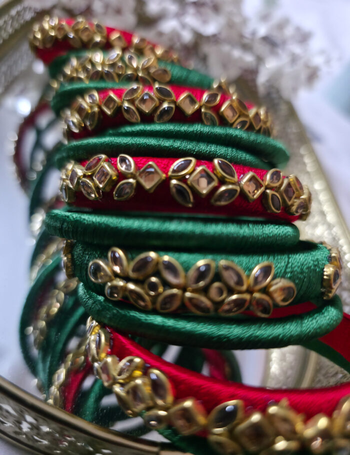 20250923_205917 Green-red silk kundan bangle set