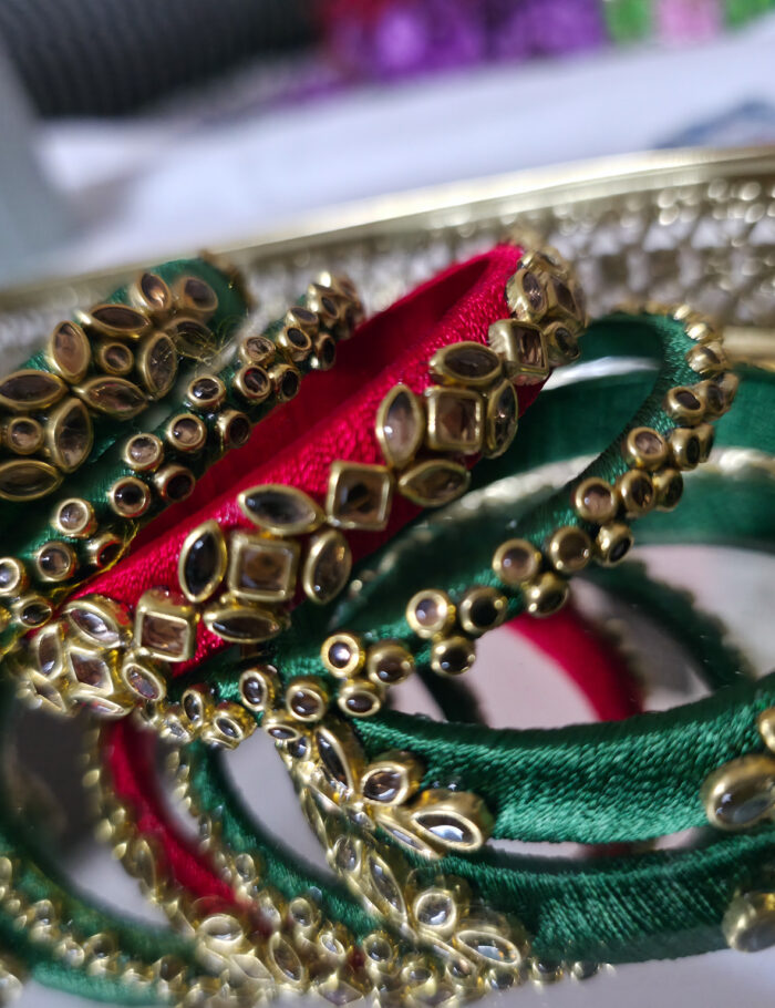 20250923_210258 Green red silk thread kundan bangles
