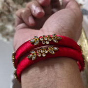 Red silk thread kundan bangles set of two