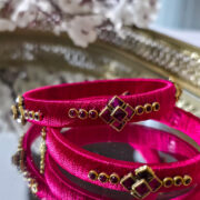 Pair of pink silk-thread kundan bangles