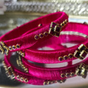 Pink Silk Thread Kundan Bangles Set of 2