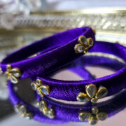 Purple Silk Thread Kundan Bangles