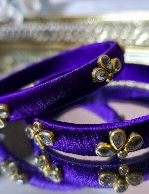 Purple Silk Thread Kundan Bangles