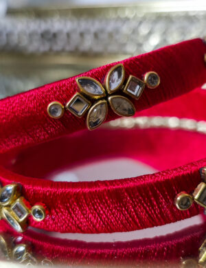 Silk Thread Kundan Bangles Set of 2