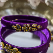 Purple silk thread kundan bangles set of 2