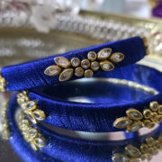 Mint green handcrafted silk-thread kundan bangle set