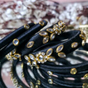 Designer black silk thread kundan bangle duo