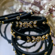 Black silk-thread kundan bangle set