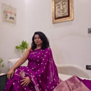 Elegant Damini Banarasi saree in vibrant magenta