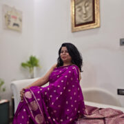 Magenta silk saree with Banarasi weave named Damini