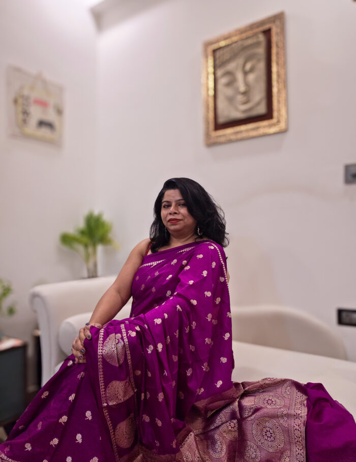 Damini Banarasi silk saree with intricate zari motifs