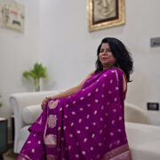 Handwoven Banarasi silk saree in magenta “Damini”